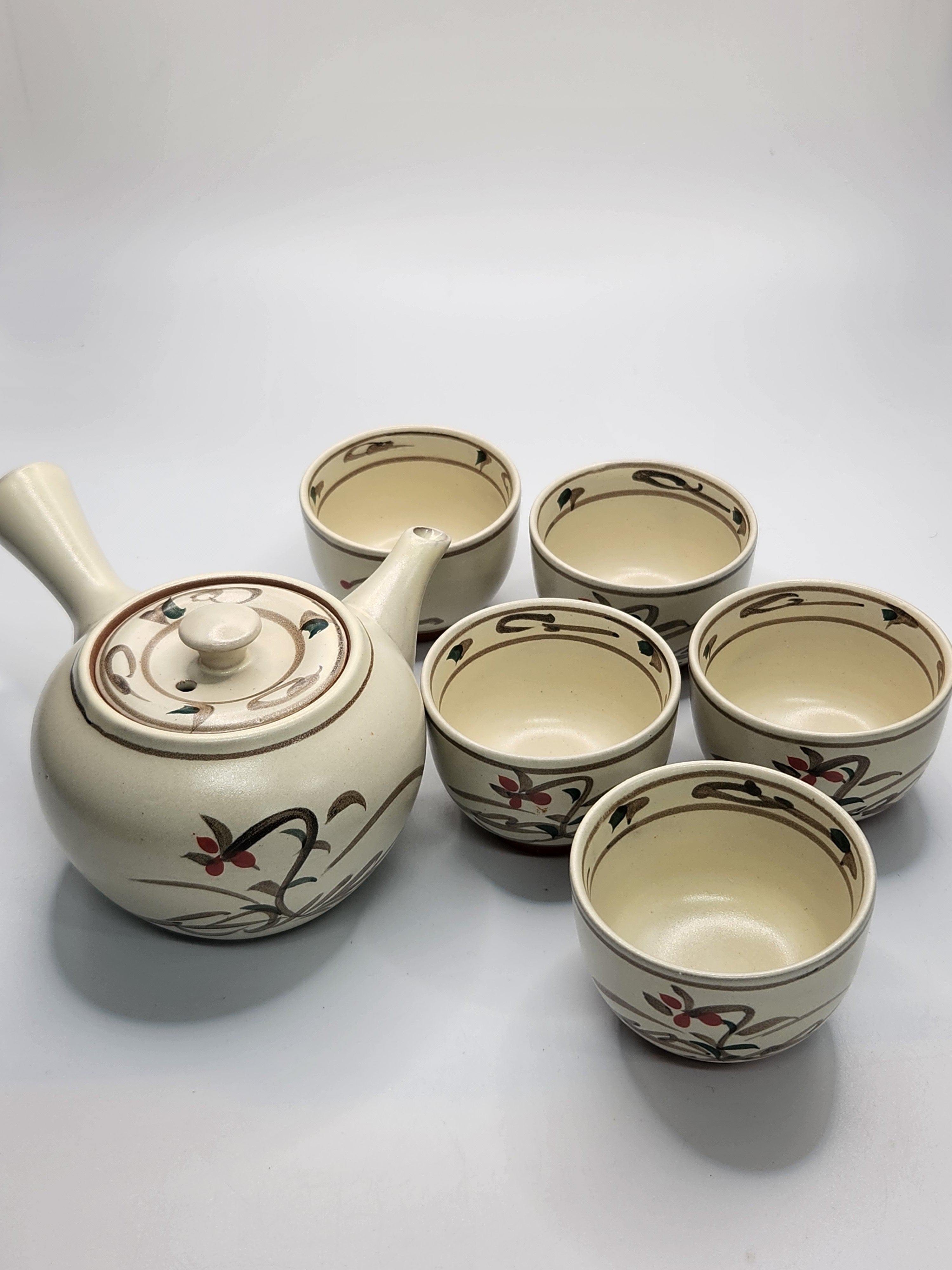 Japanese Hand-Painted Teapot & 5 Tea Cups Set