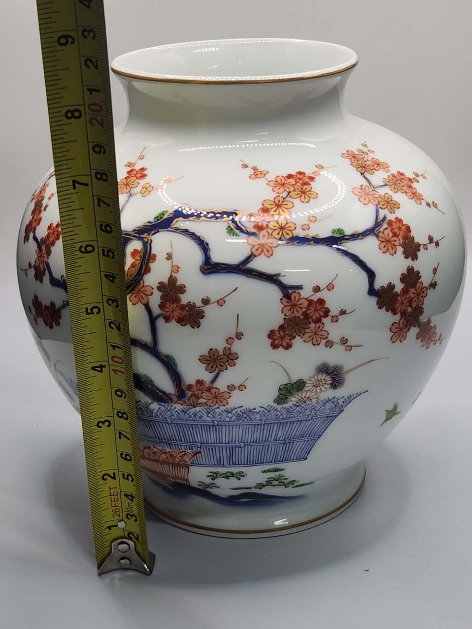 Hand-Painted Japanese Plum Blossom Porcelain Vase