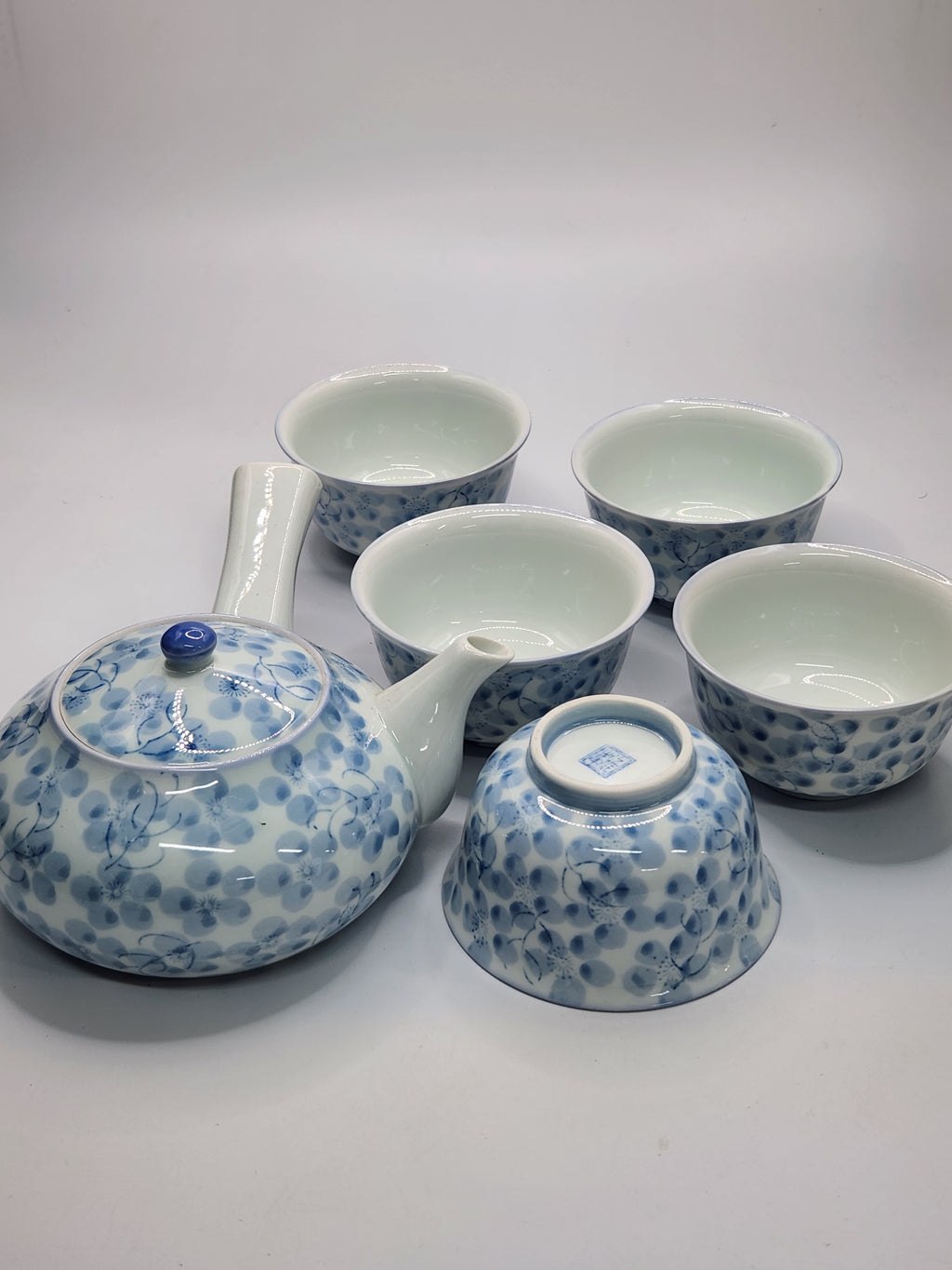Japanese Blue & White Porcelain Tea Set｜1 Teapot, 5 Teacups