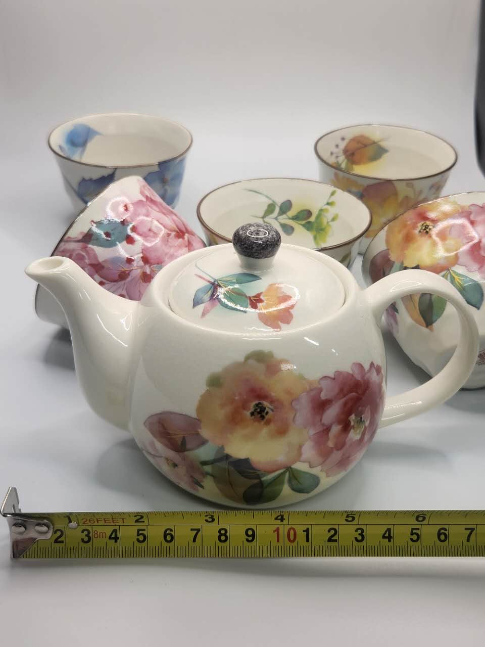 Hand-Painted Floral Japanese Tea Set | Teapot & 5 Cups