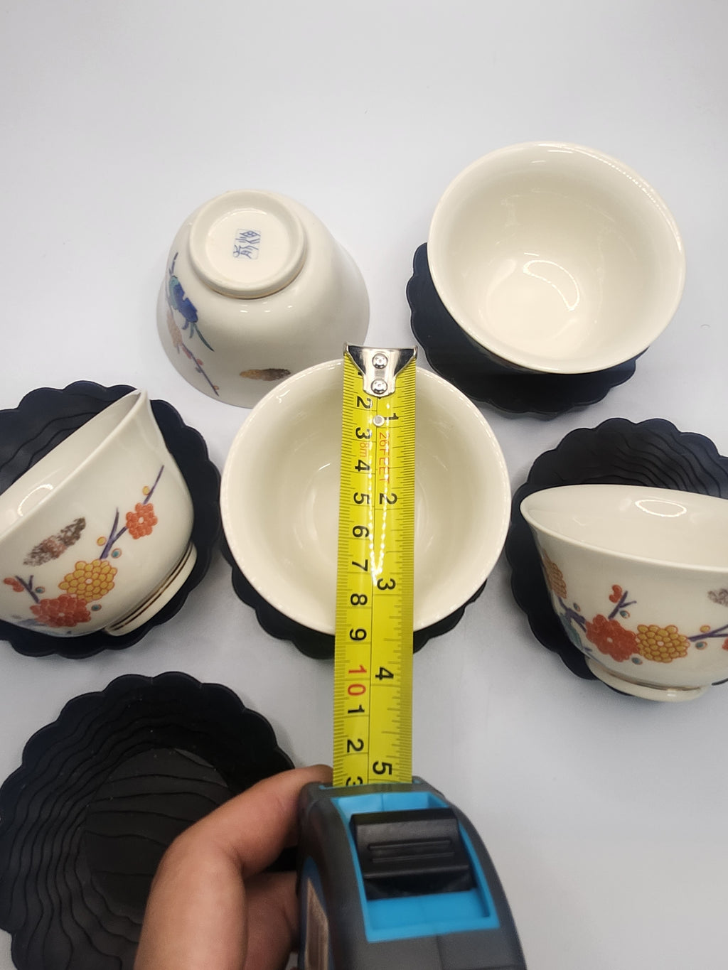 Kutani Ware Hand-Painted Tea Cups · Set of 5