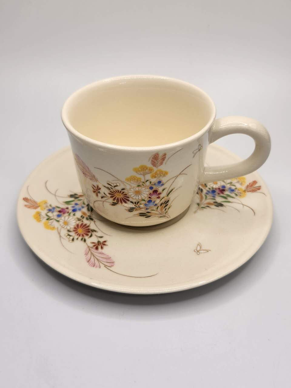 Vintage Floral Porcelain Coffee Cup & Saucer
