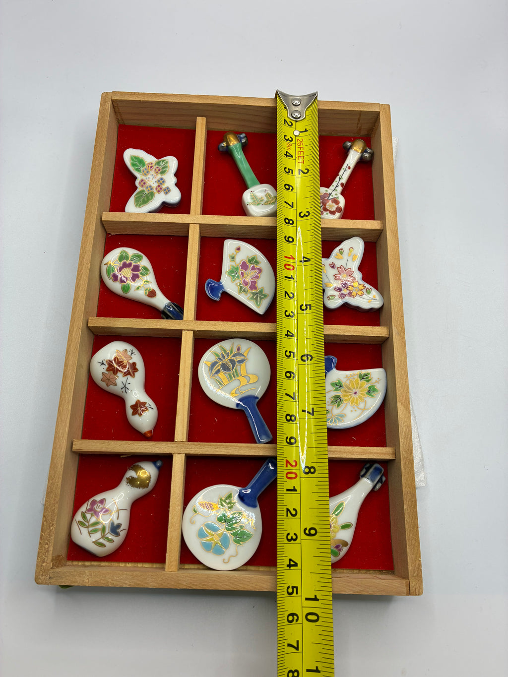 Kutani Ware Hand-Painted Chopstick Rest Set | 12 Pieces (Mixed Designs)