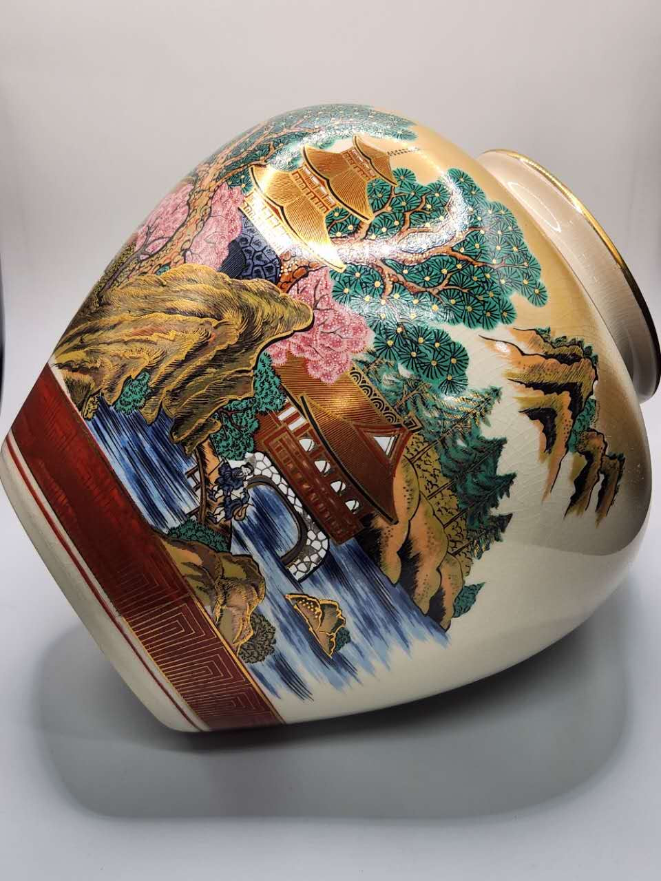 Hand-Painted Landscape Porcelain Vase