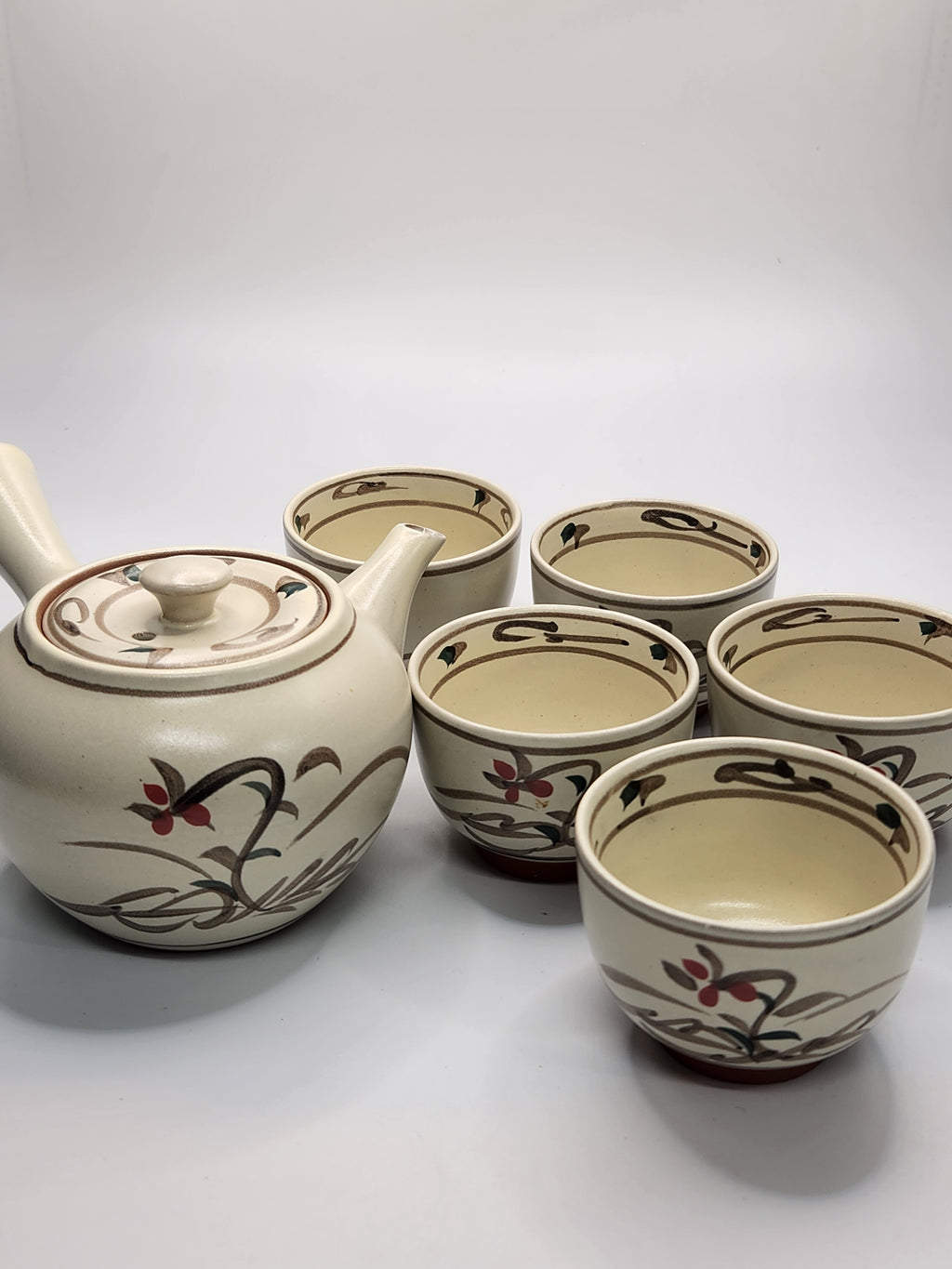 Japanese Hand-Painted Teapot & 5 Tea Cups Set