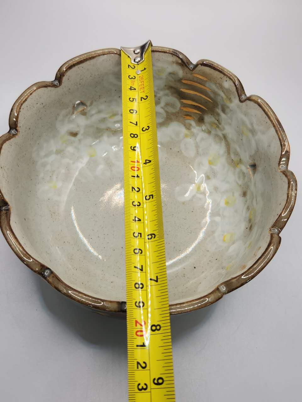 Hand-Painted Floral Scalloped Bowl with Gilded Rim