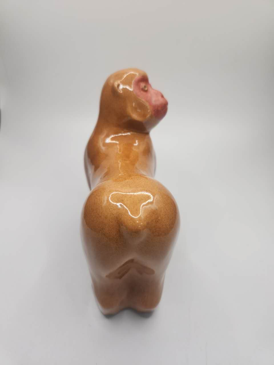 Japanese Glazed Ceramic Monkey Figurine