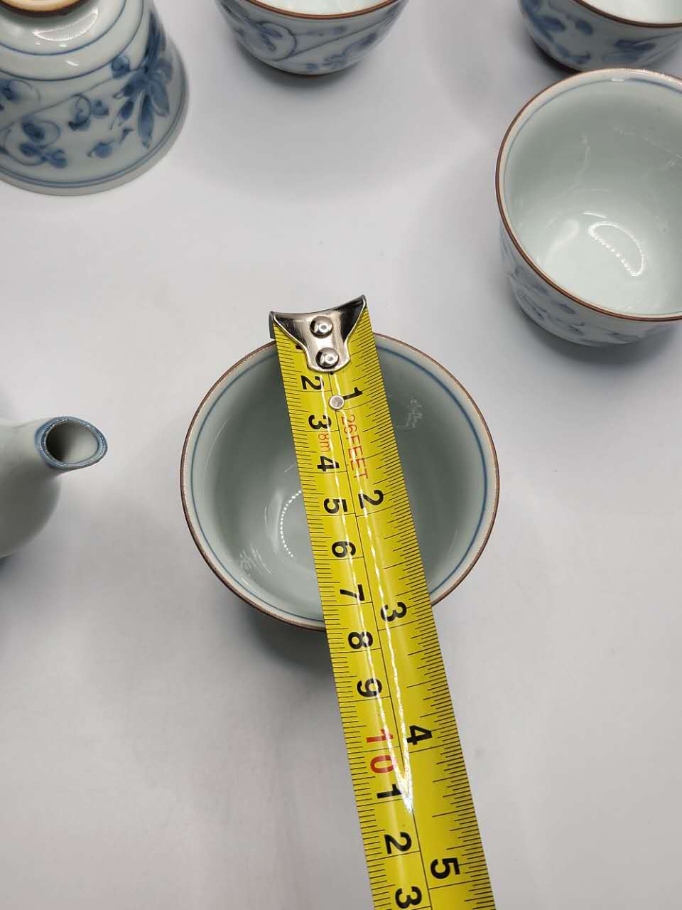 Hand-Painted Blue & White Japanese Teapot Set (1 Teapot + 5 Cups)