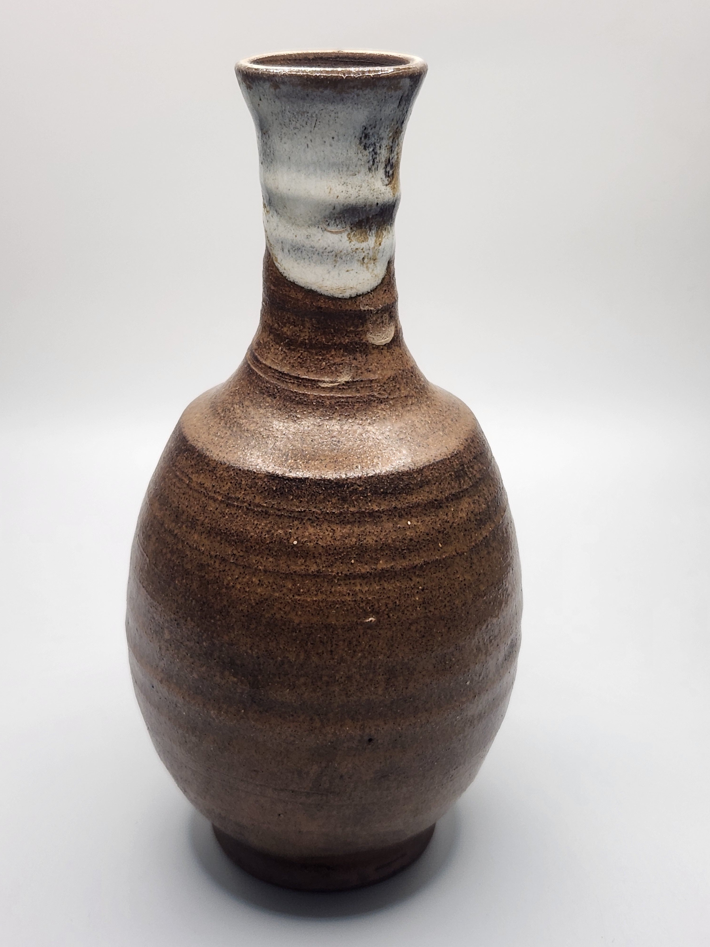 Japanese Hand-Thrown Rustic Ceramic Sake Bottle / Vase