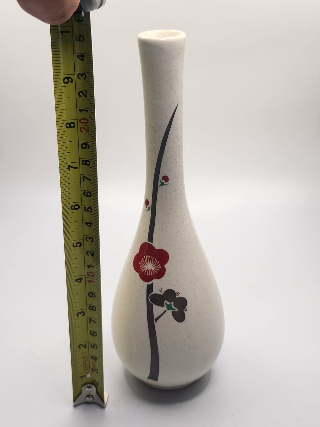 Japanese Hand-Painted Plum Blossom Ceramic Vase