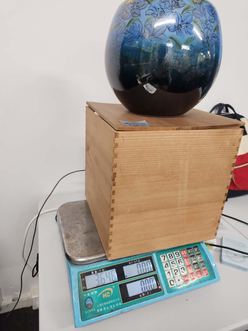 Gilded Blue Floral Handcrafted Ceramic Vase