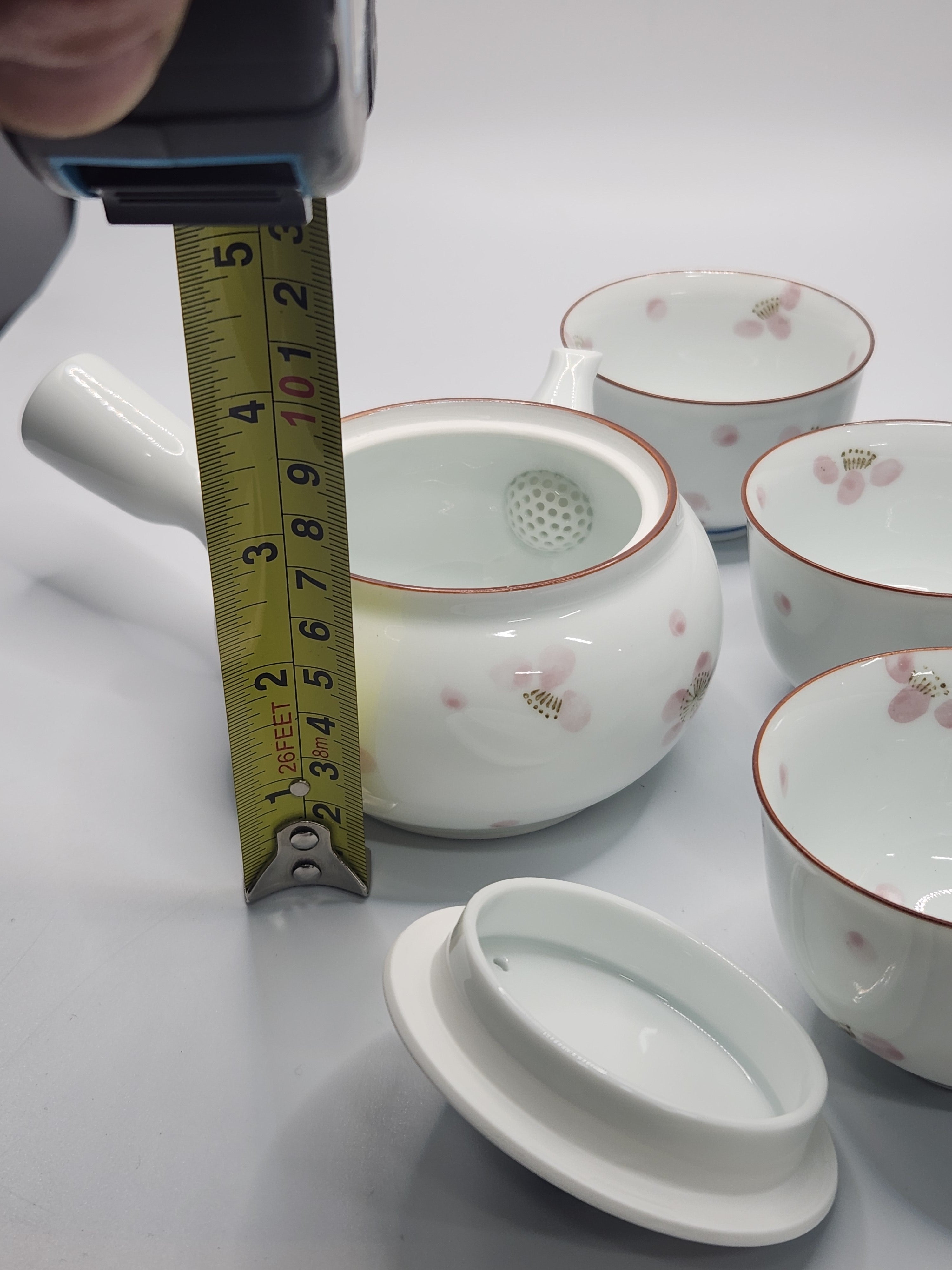 Kutani Ware Hand-Painted Floral Teapot Set (1 Teapot + 5 Cups)