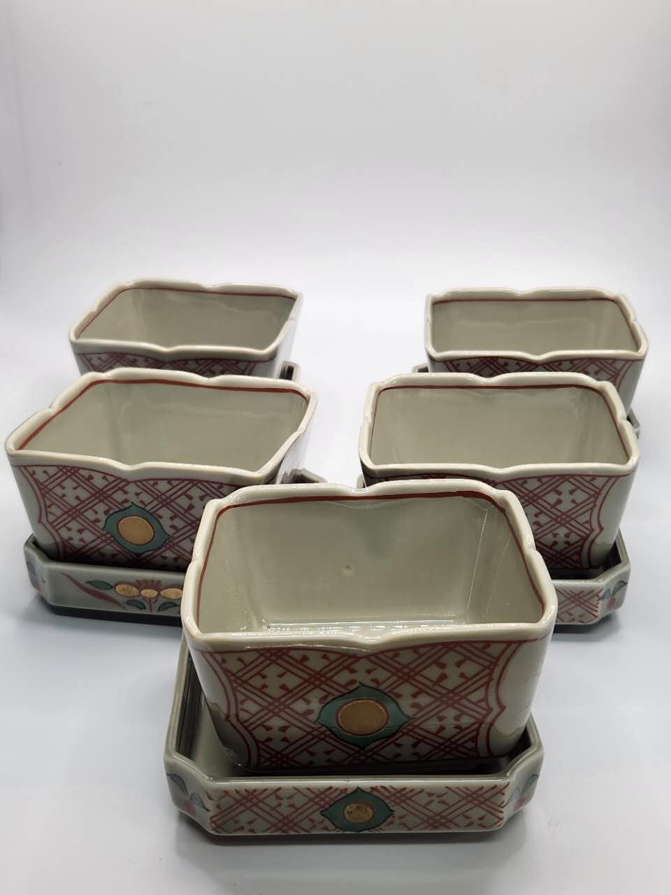 Japanese Vintage Square Ceramic Bowl Set