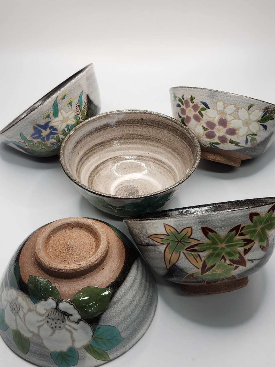 Japanese Hand-Painted Ceramic Bowl Set