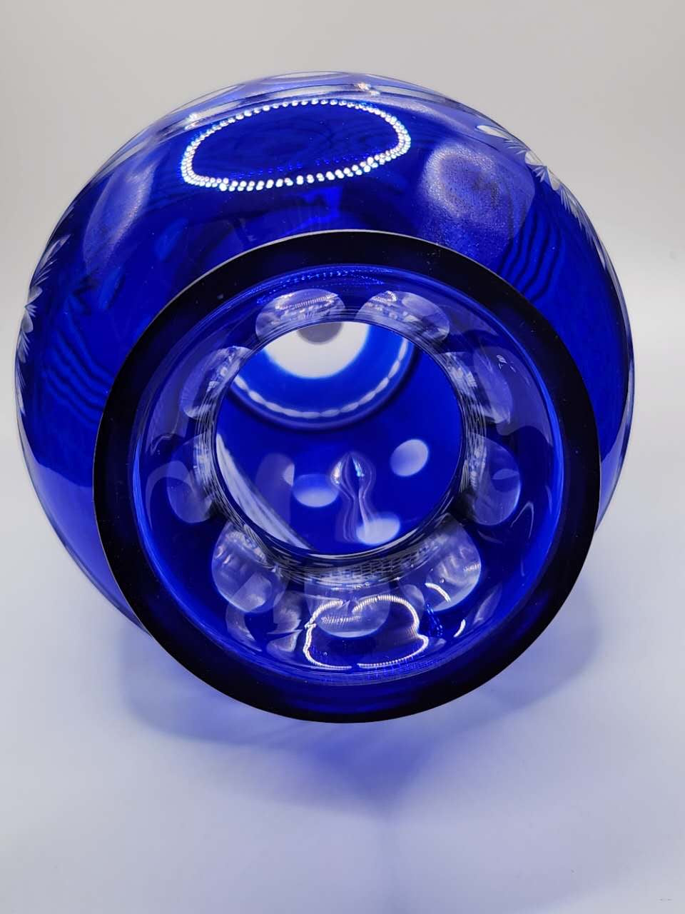 Vintage Cobalt Blue Cut Crystal Vase