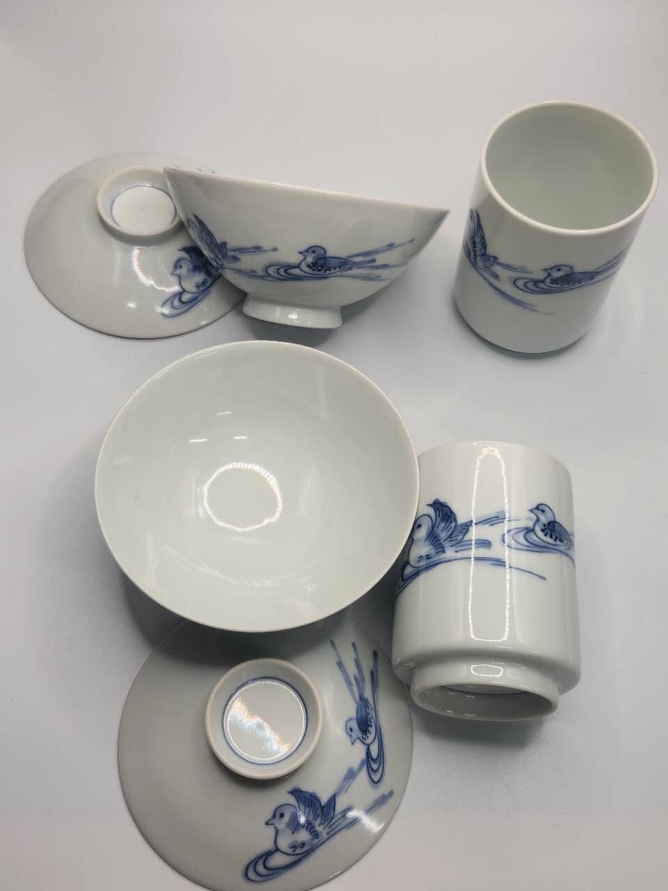 Blue & White Porcelain Gaiwan Tea Set