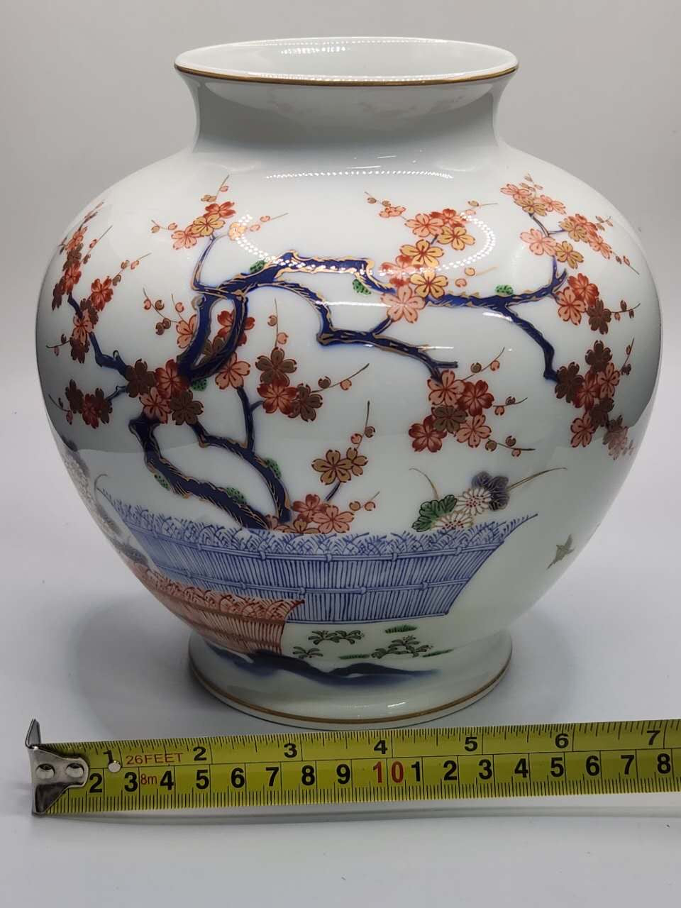 Hand-Painted Japanese Plum Blossom Porcelain Vase