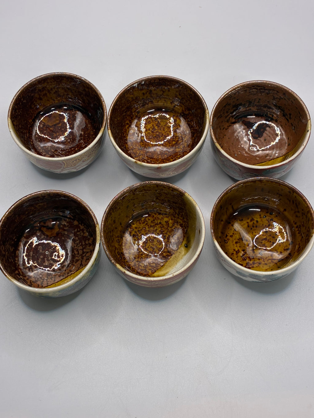 Kutani Ware Hand-Painted Vintage Sake Cups | Set of 6 (Mixed Designs)