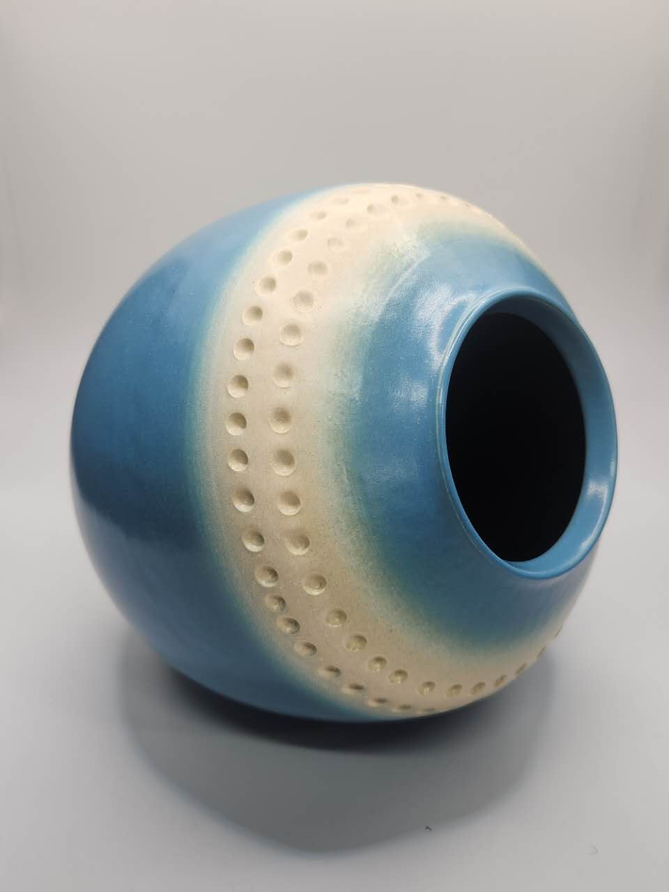 Azure Beaded Ceramic Vase