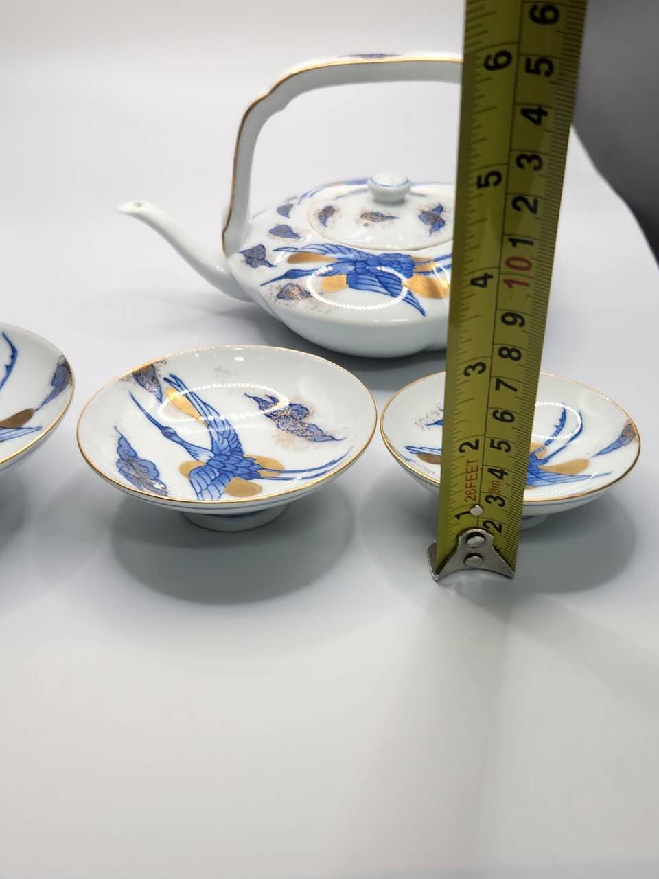 Hand-Painted Japanese Floral & Bird Tea Set ｜ Kyusu Teapot with Cups