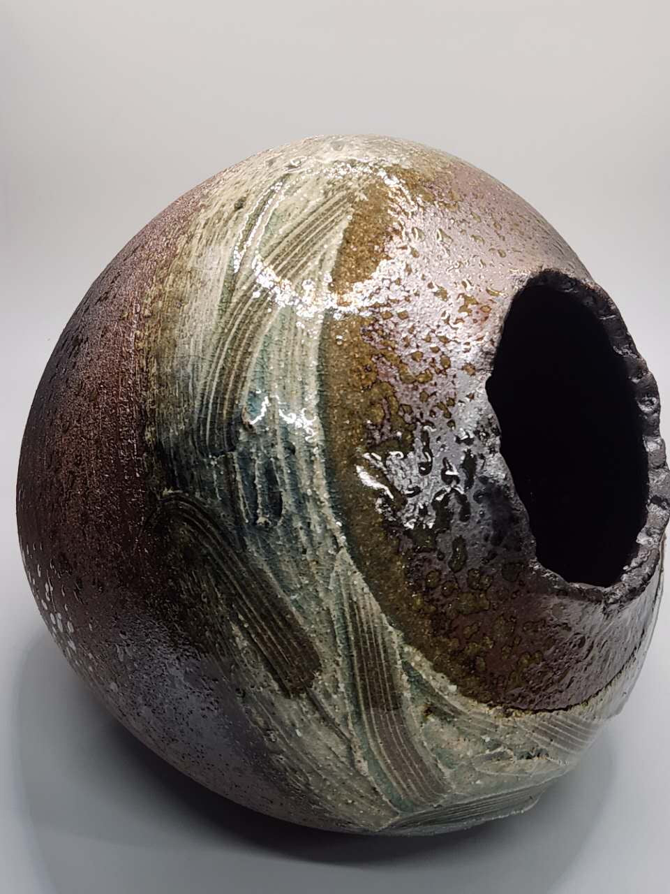 Handcrafted Ash-Glazed Ceramic Vase