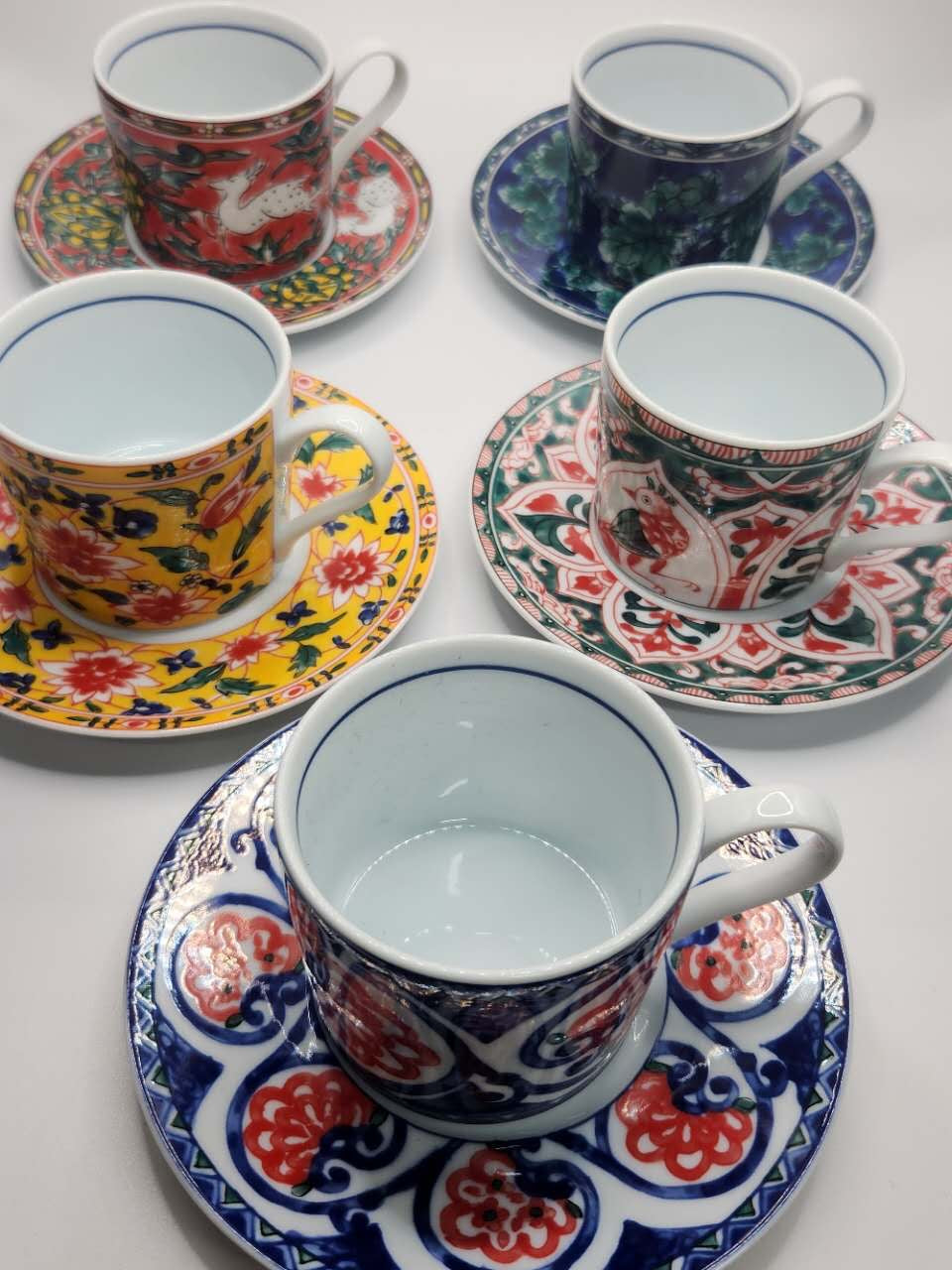 Kutani Ware Coffee Cup & Saucer Set – Gift Box (5 Designs)