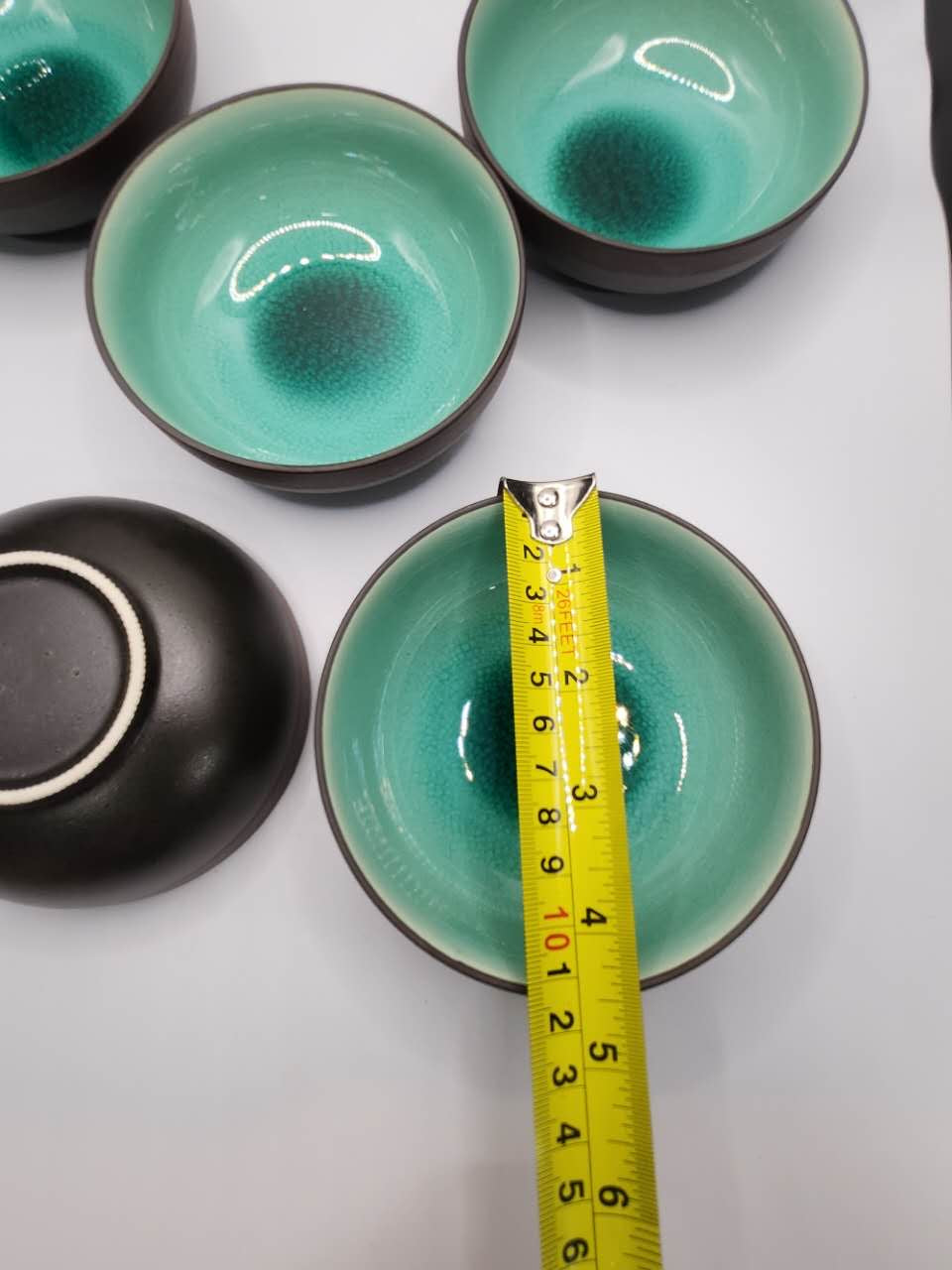 Turquoise Glaze Ceramic Tea Cup Set (6 Pieces)