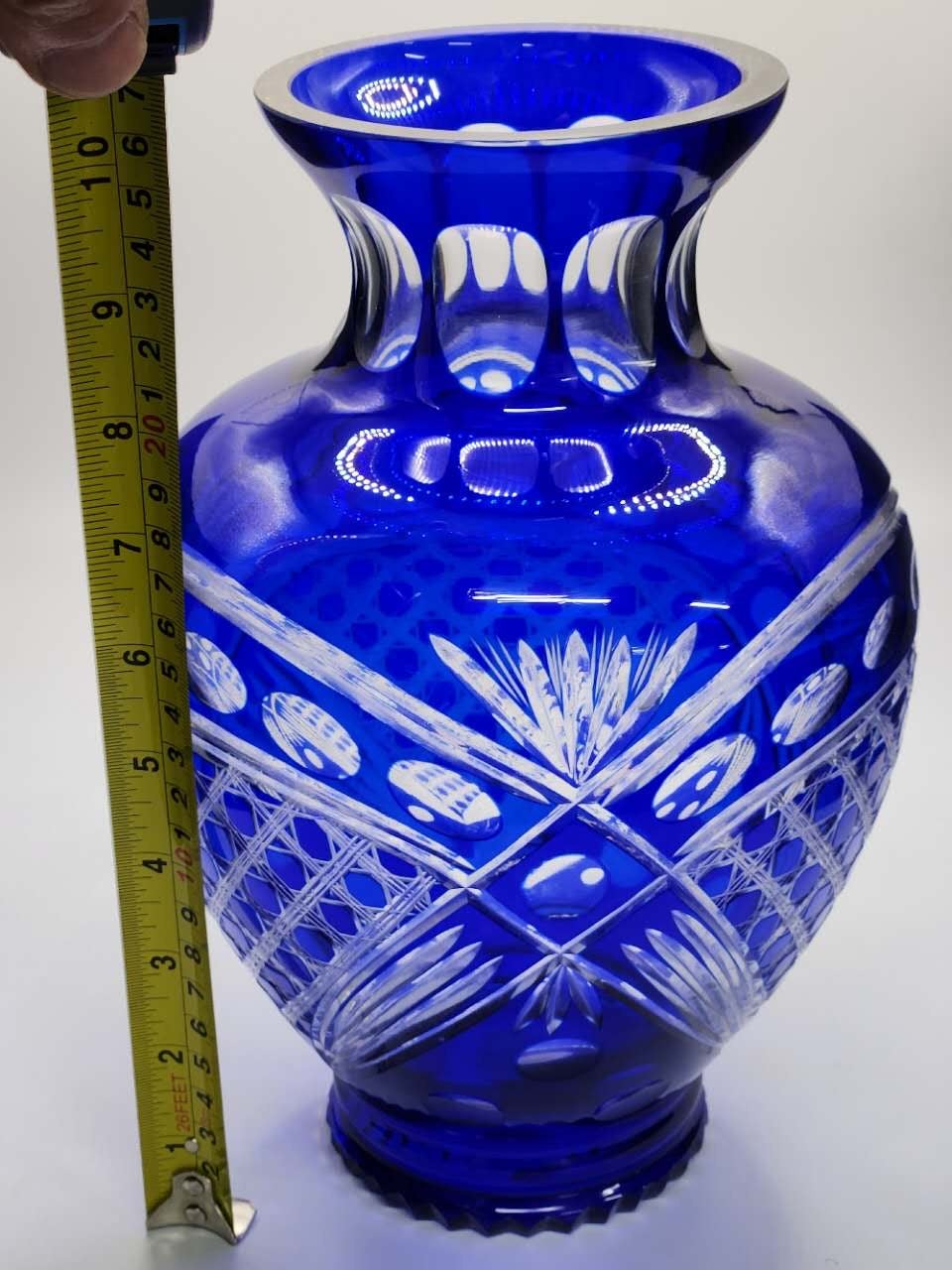 Vintage Cobalt Blue Cut Crystal Vase