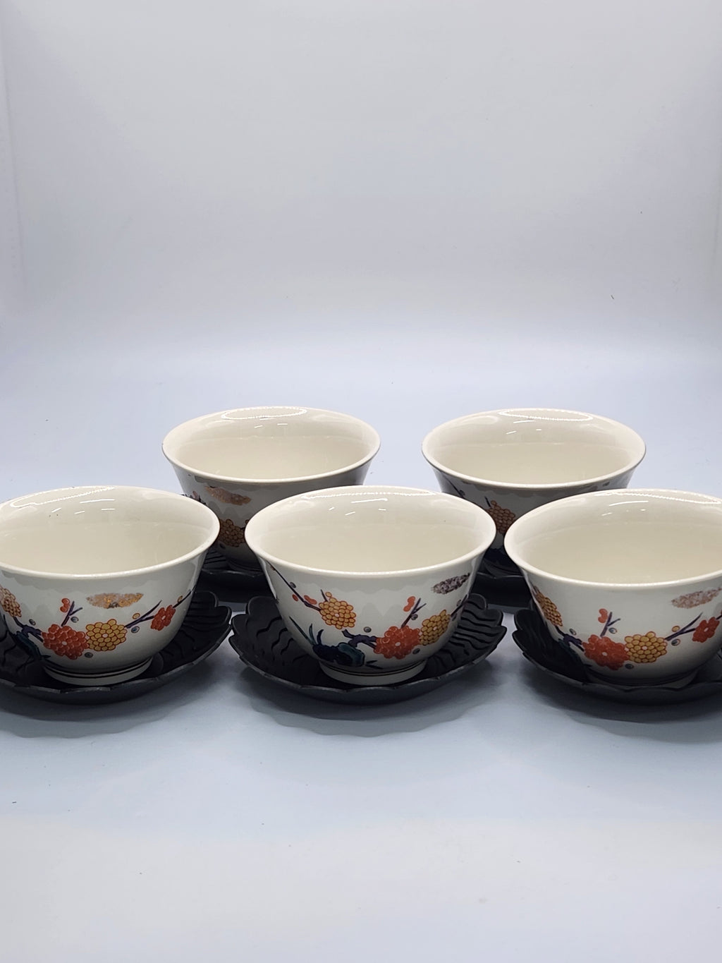 Kutani Ware Hand-Painted Tea Cups · Set of 5