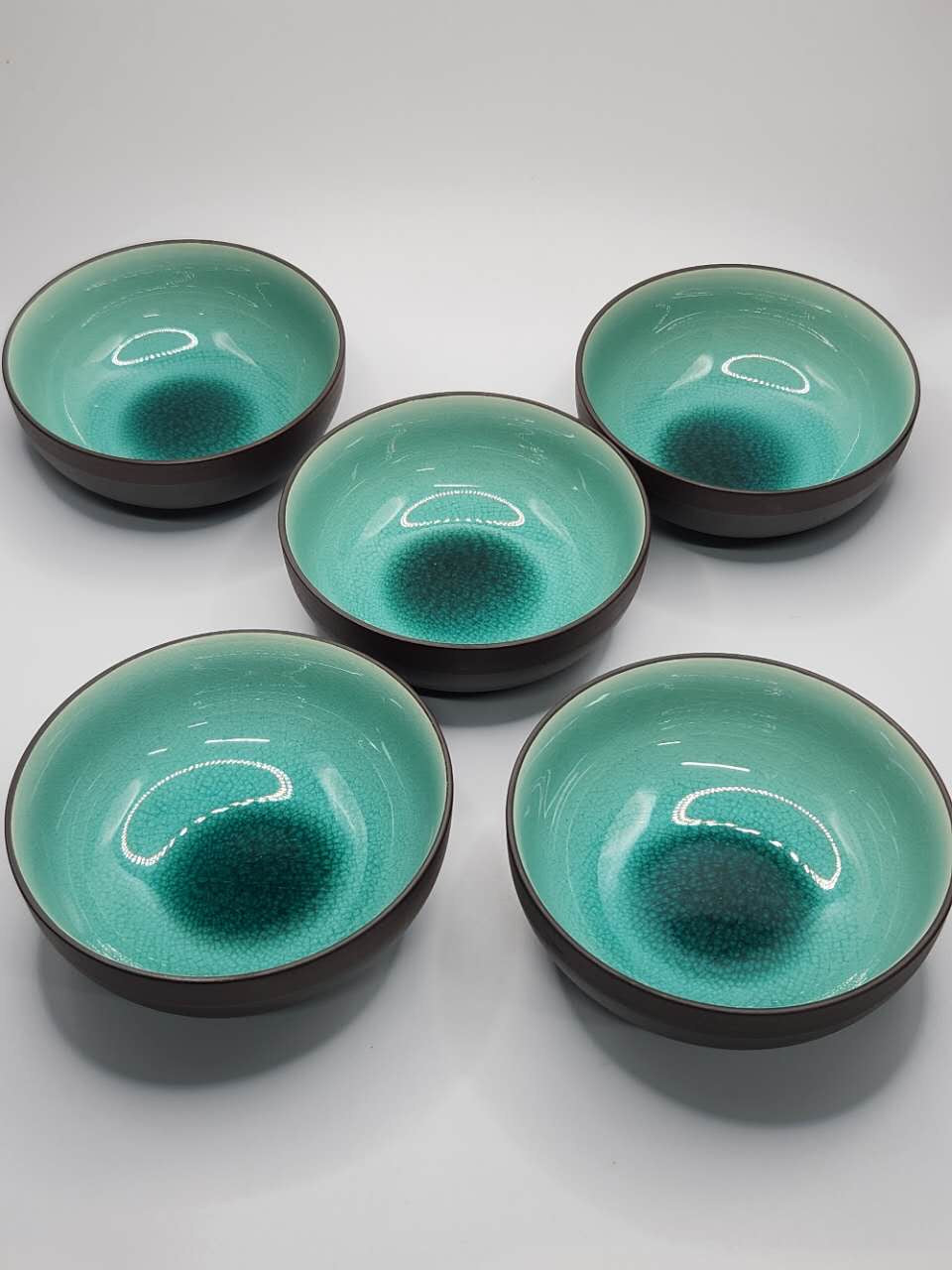 Turquoise Glaze Ceramic Tea Cup Set (6 Pieces)