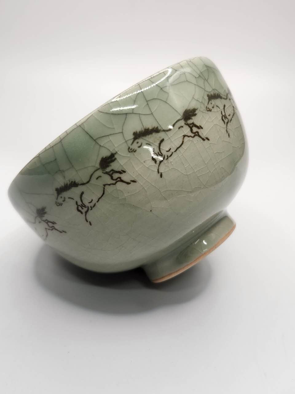Soma Ware Green Crackle Matcha Bowl