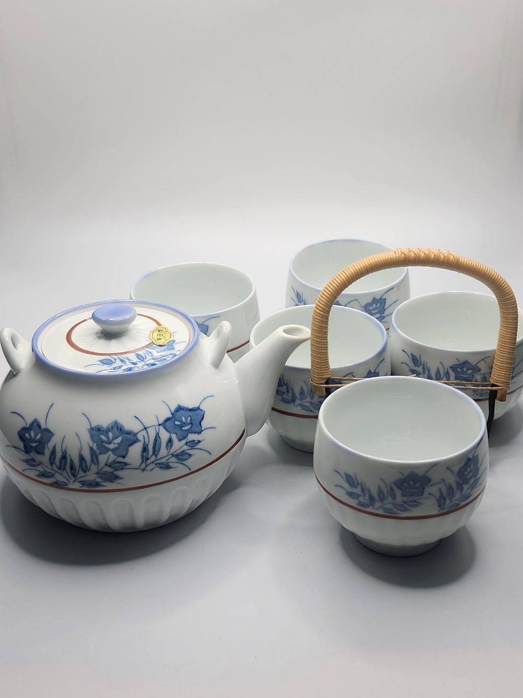 Arita Ware Blue & White Tea Set – Teapot with 5 Cups
