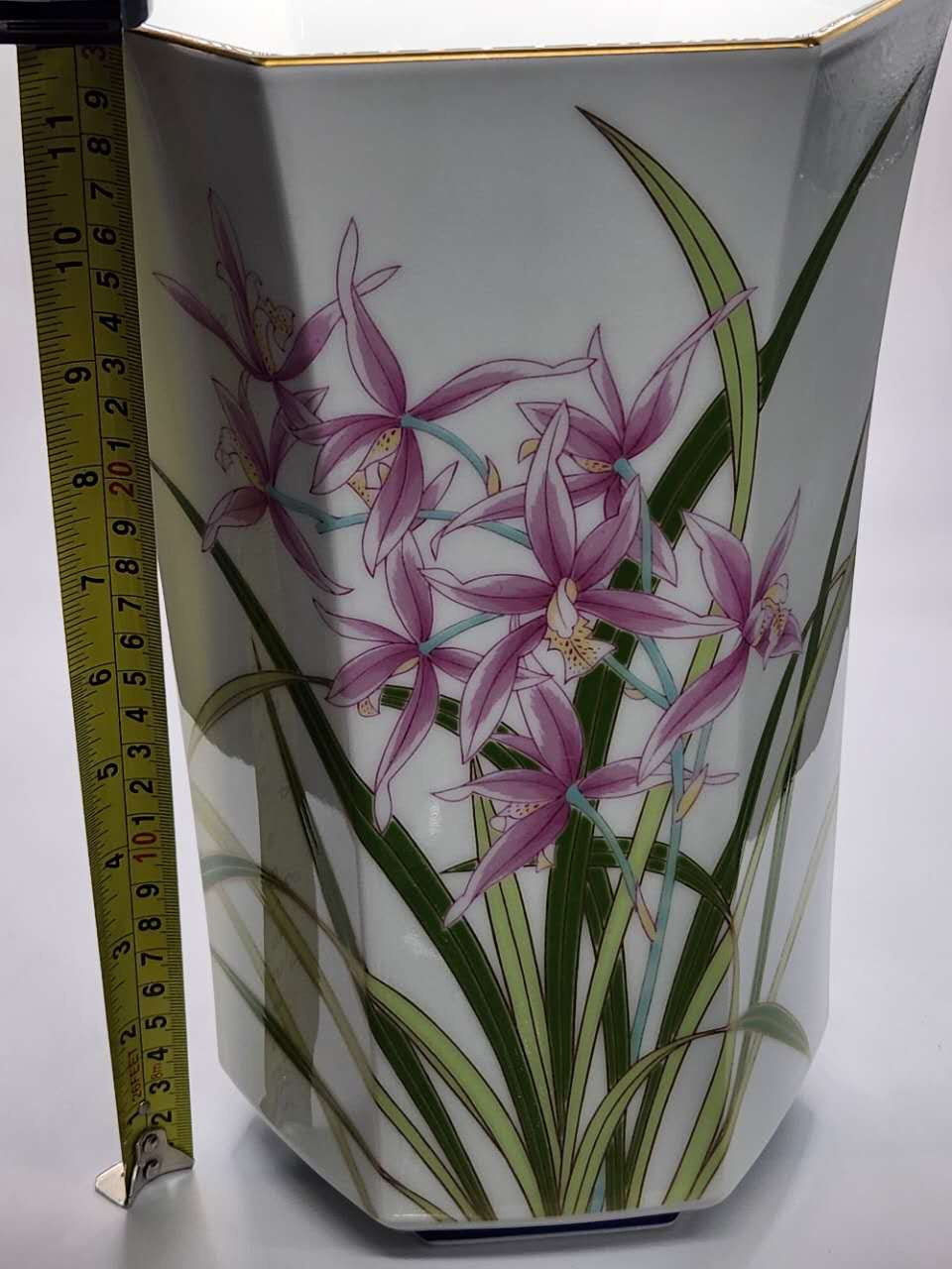 Hand-Painted Orchid Porcelain Vase | Elegant Oriental Décor