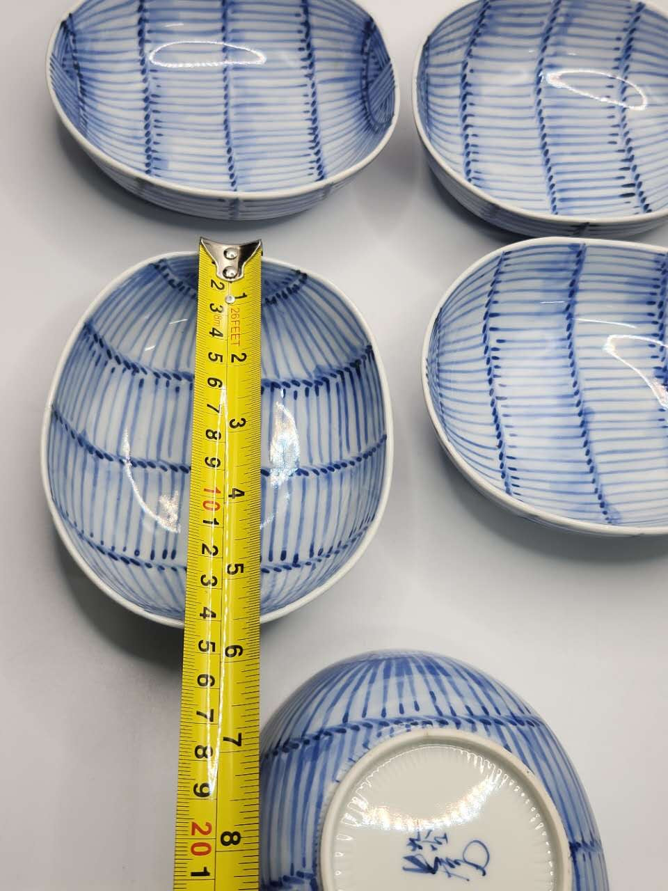 Blue & White Hand-Painted Ceramic Bowl Set