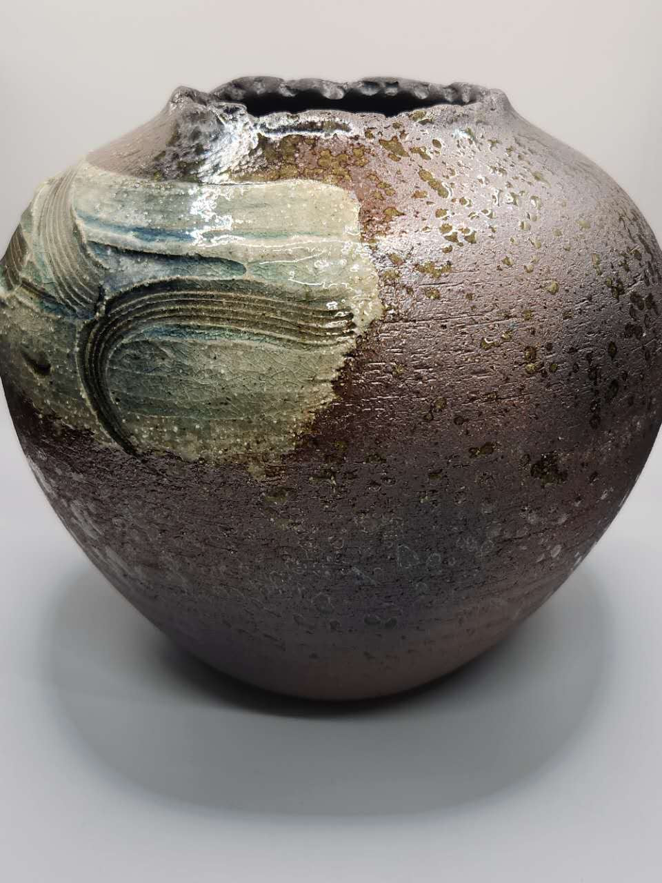 Handcrafted Ash-Glazed Ceramic Vase