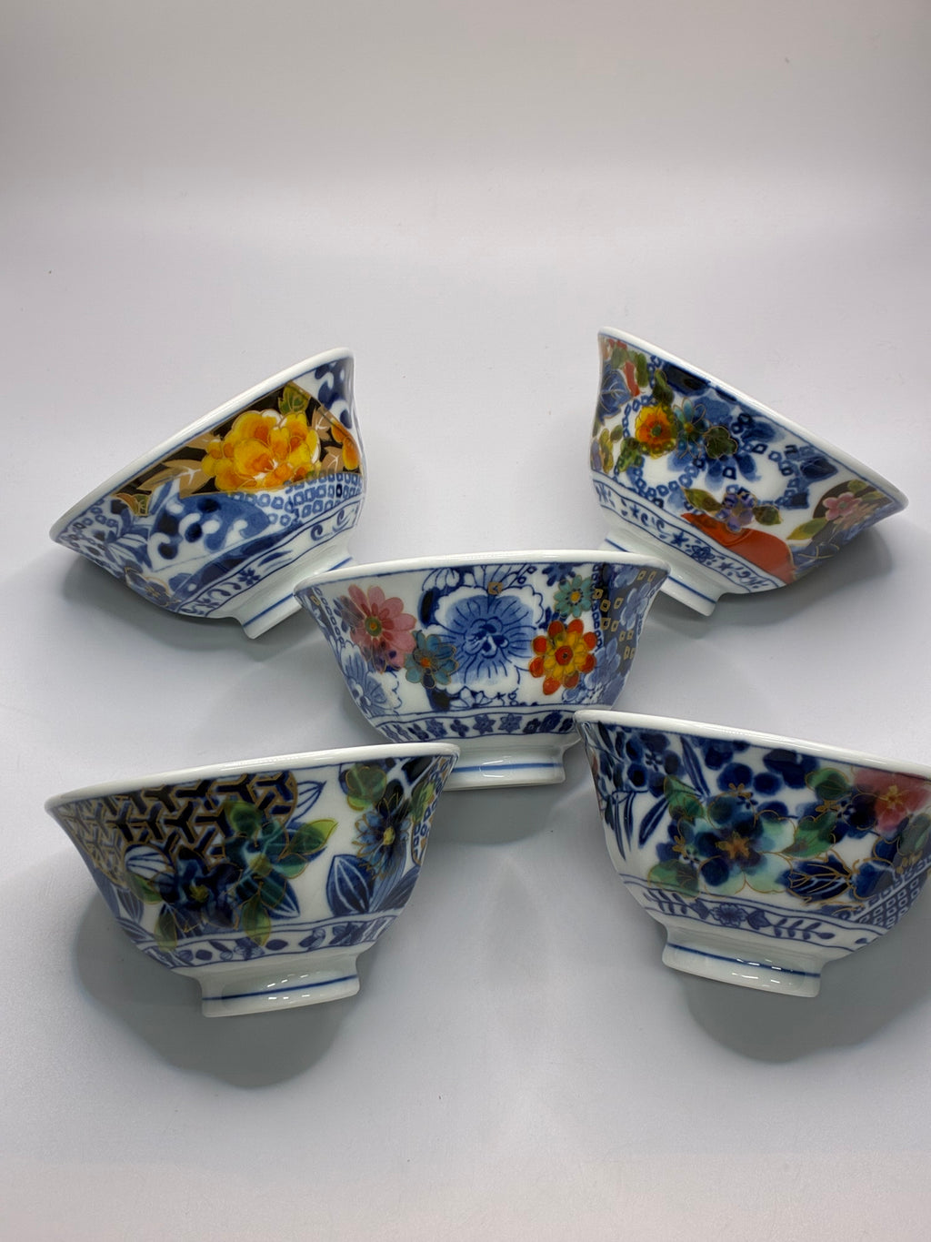 Kutani Ware Hand-Painted Ceramic Bowl Set (5-Piece) – Japanese Tableware