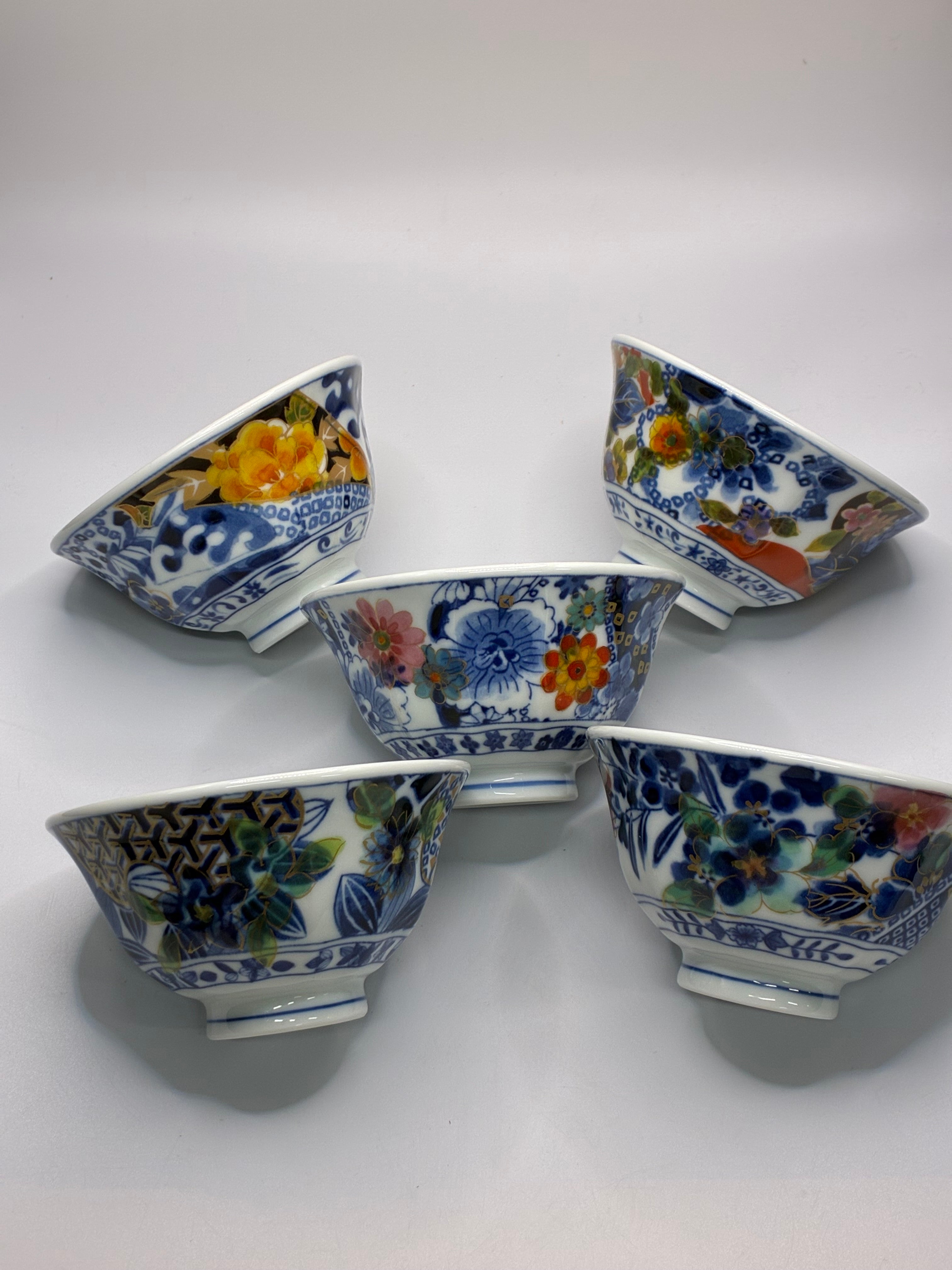 Kutani Ware Hand-Painted Ceramic Bowl Set (5-Piece) – Japanese Tableware