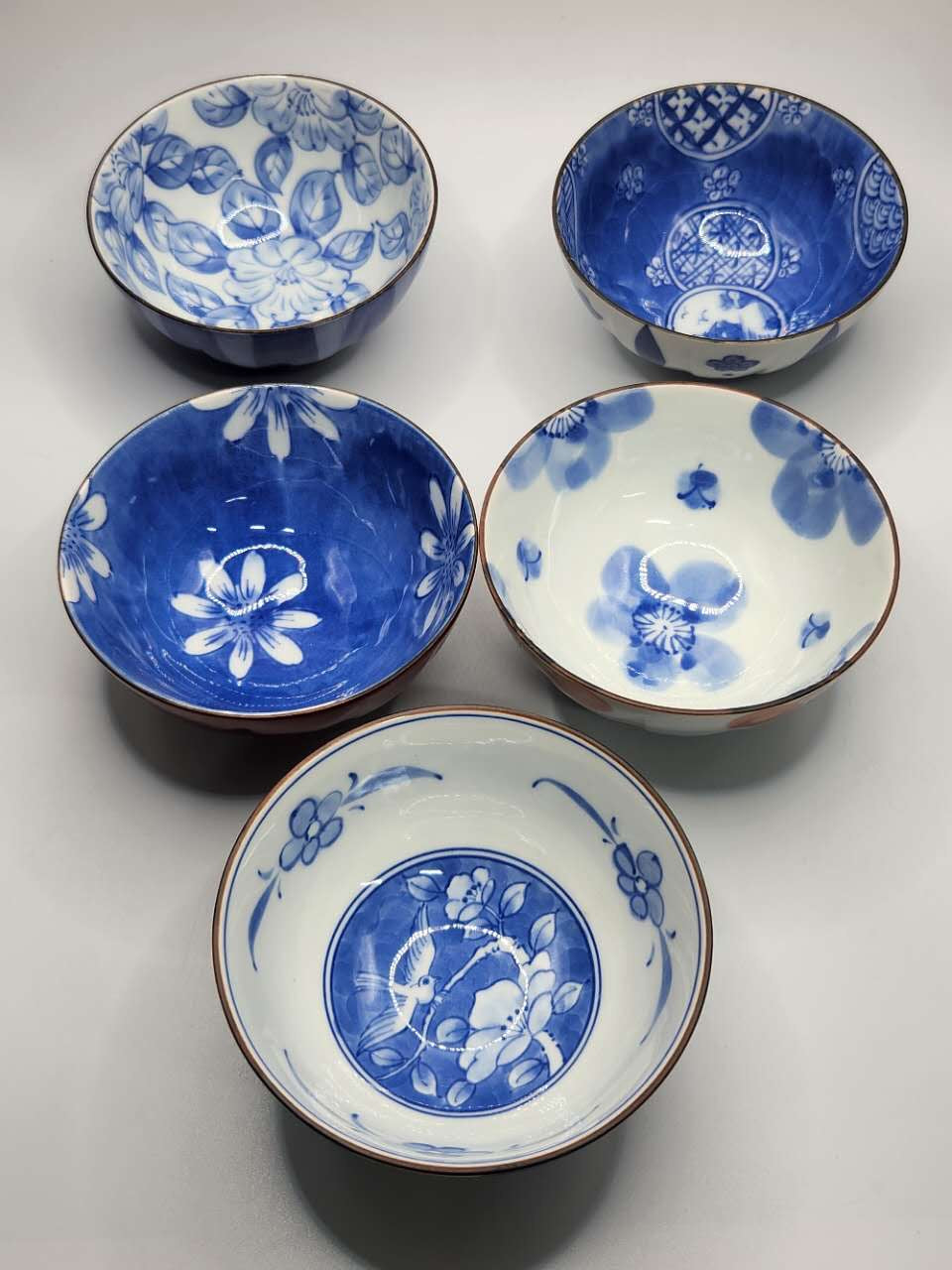 Japanese Hand-Painted Porcelain Bowl Set