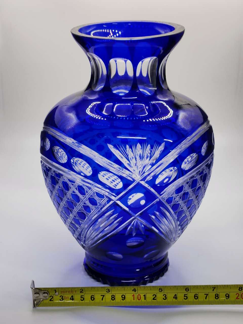 Vintage Cobalt Blue Cut Crystal Vase