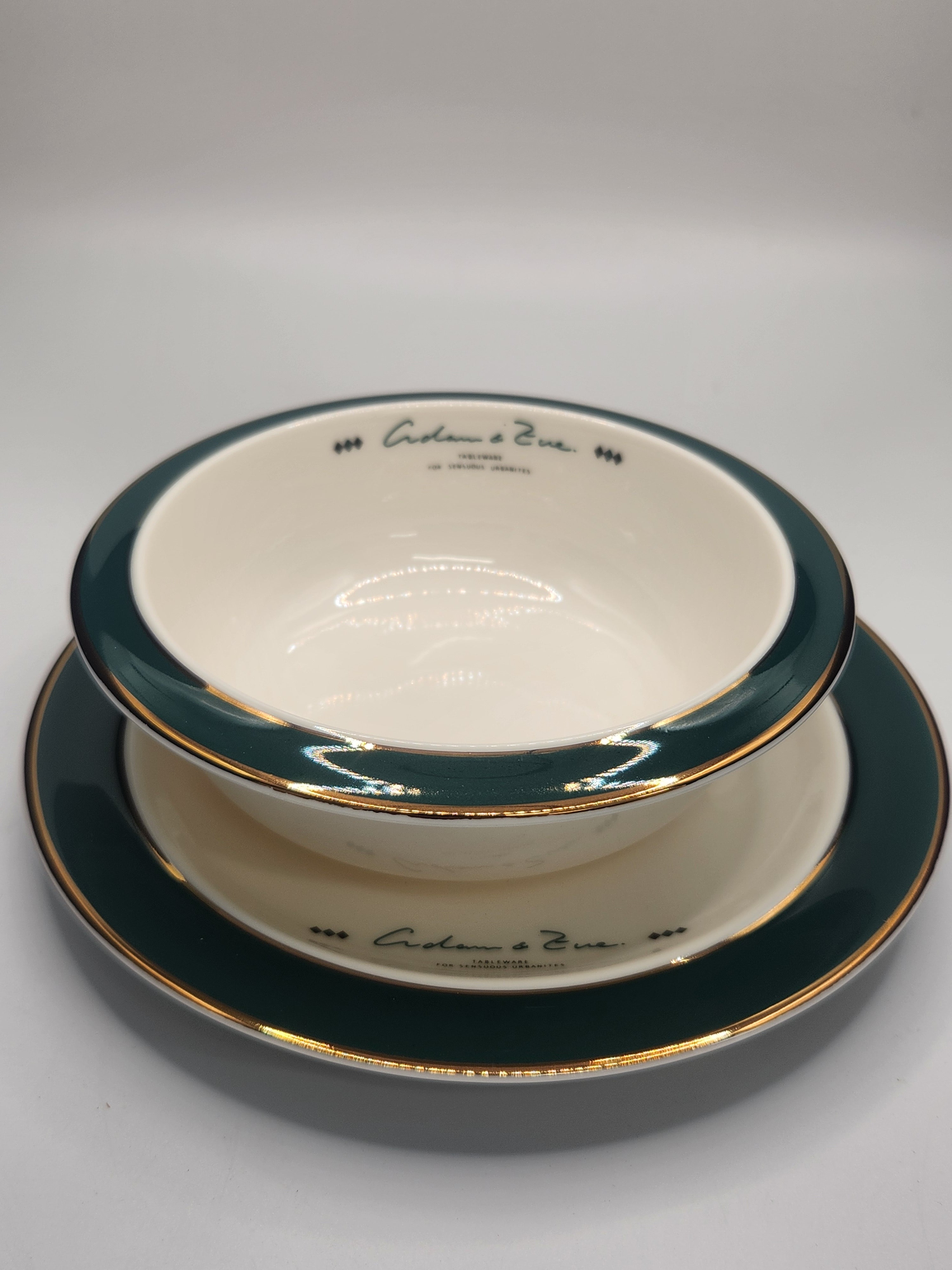 Emerald Rim Porcelain Tableware Set