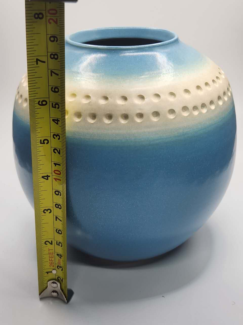 Azure Beaded Ceramic Vase
