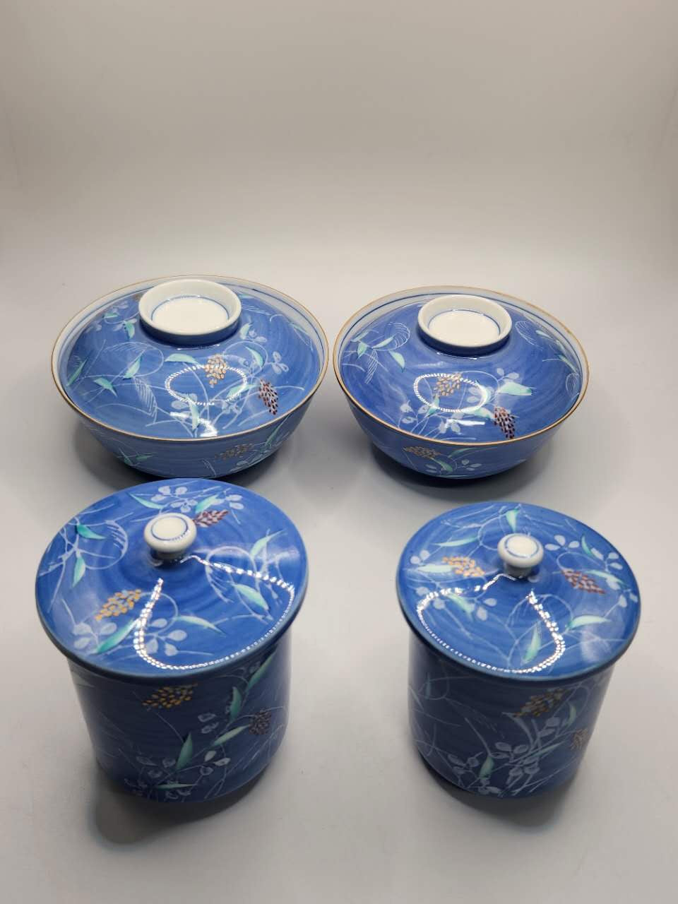 Japanese Blue Patterned Gaiwan & Tea Cup Set