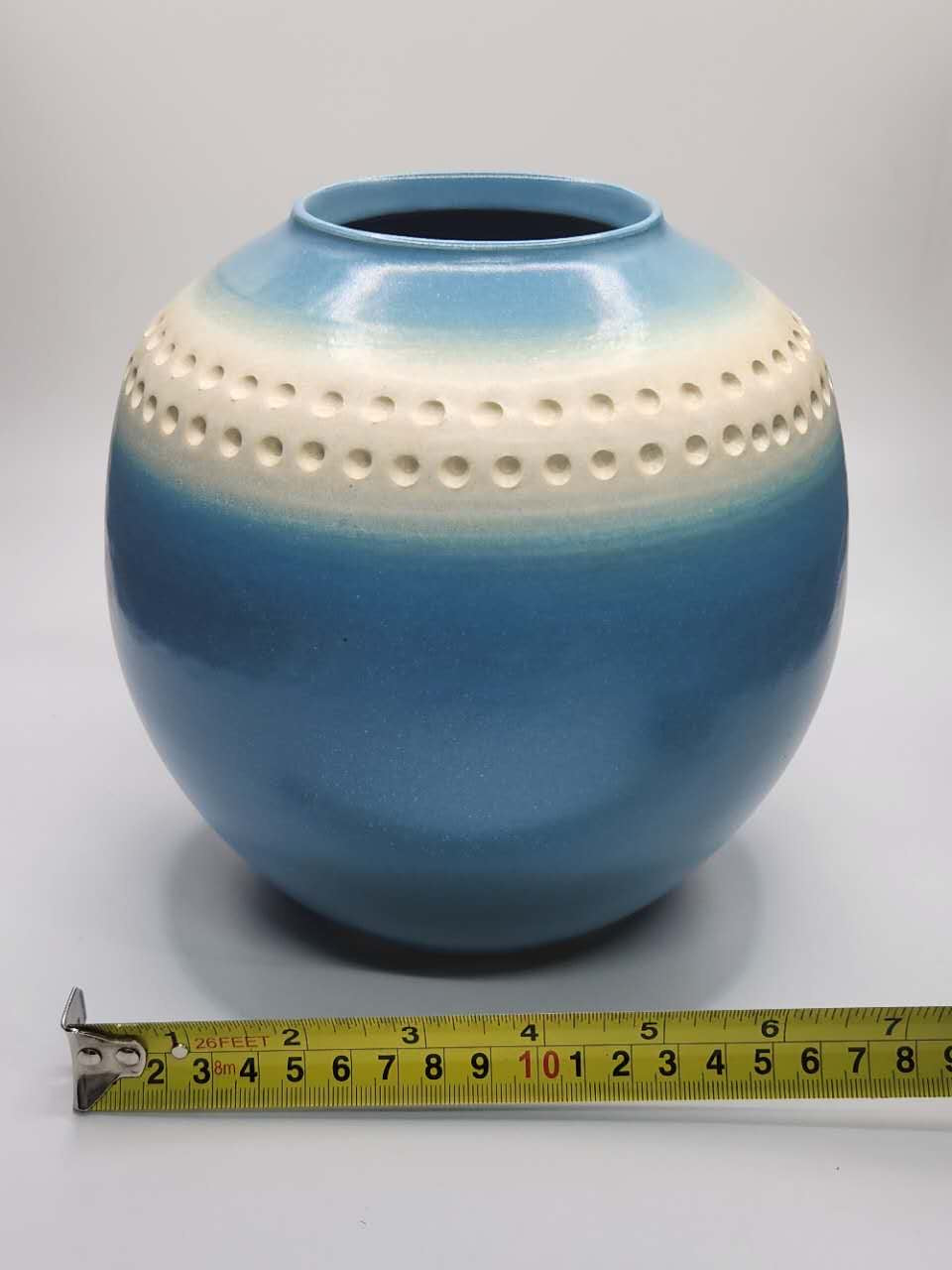 Azure Beaded Ceramic Vase
