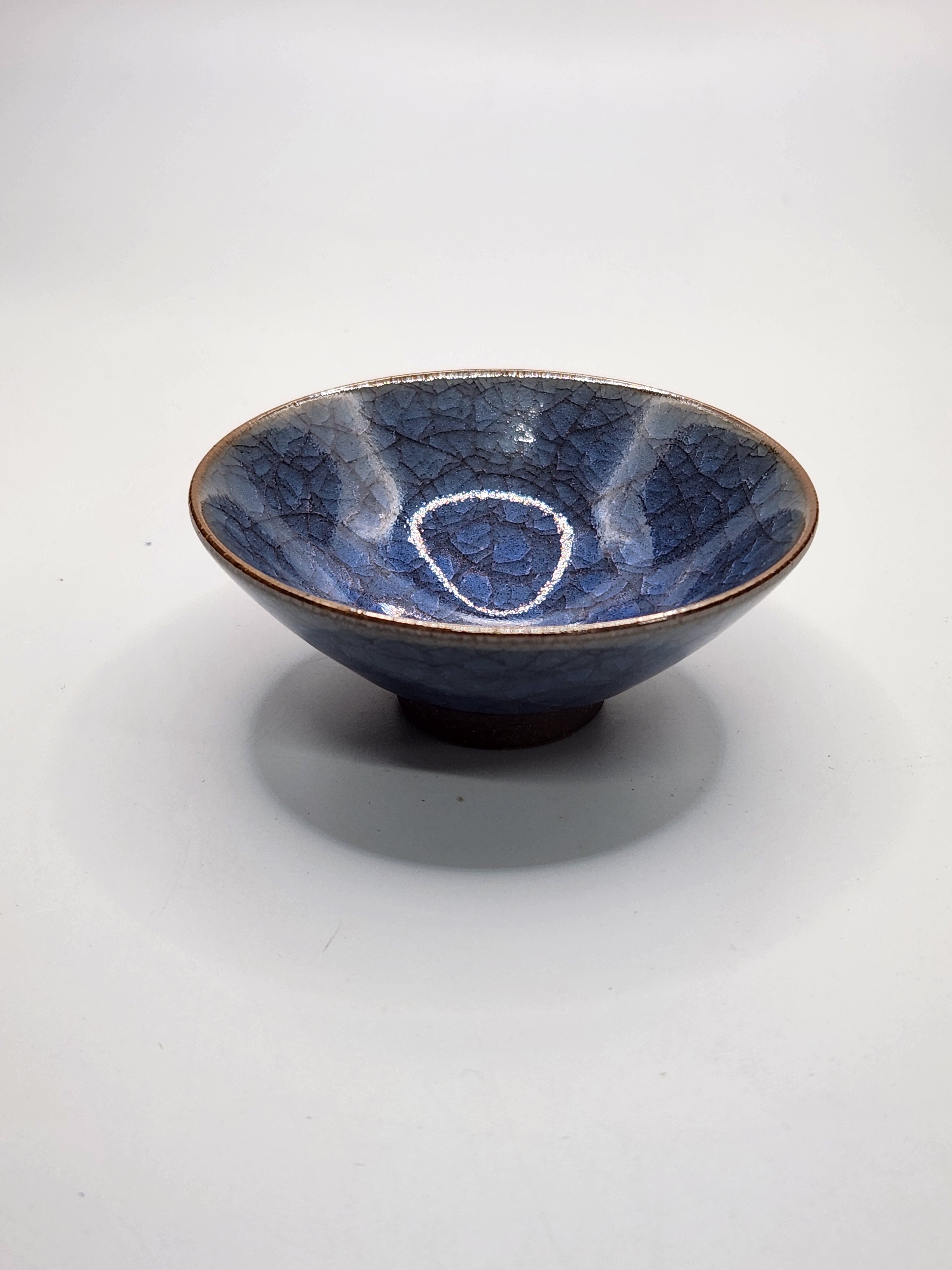 Hand-Glazed Deep Blue Ceramic Bowl | Single Piece