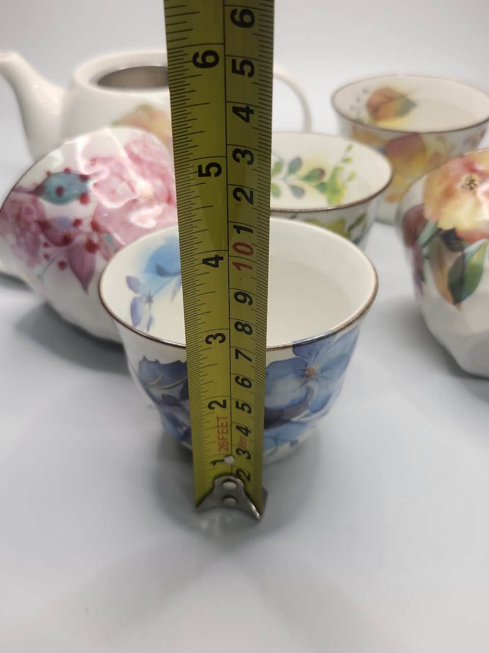 Hand-Painted Floral Japanese Tea Set | Teapot & 5 Cups