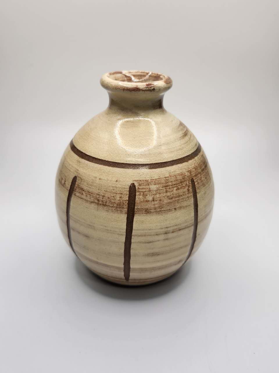 Japanese Handcrafted Ceramic Sake Bottle · Natural Brush Glaze