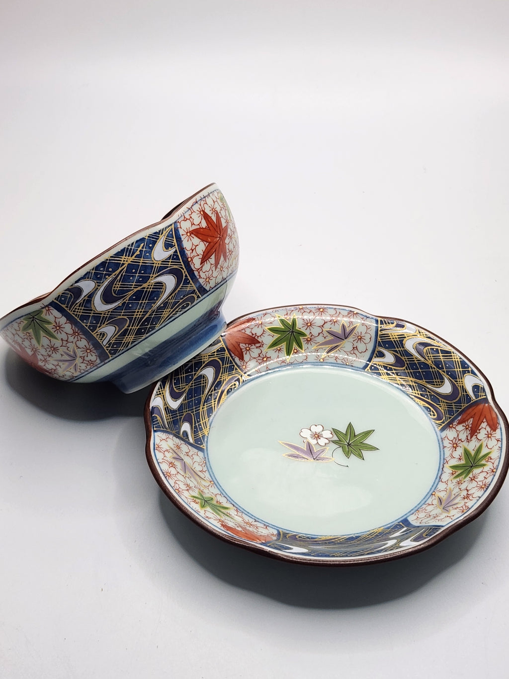 Japanese Hand-Painted Floral Lidded Teacup with Saucer | Traditional Ceramic Tea Art
