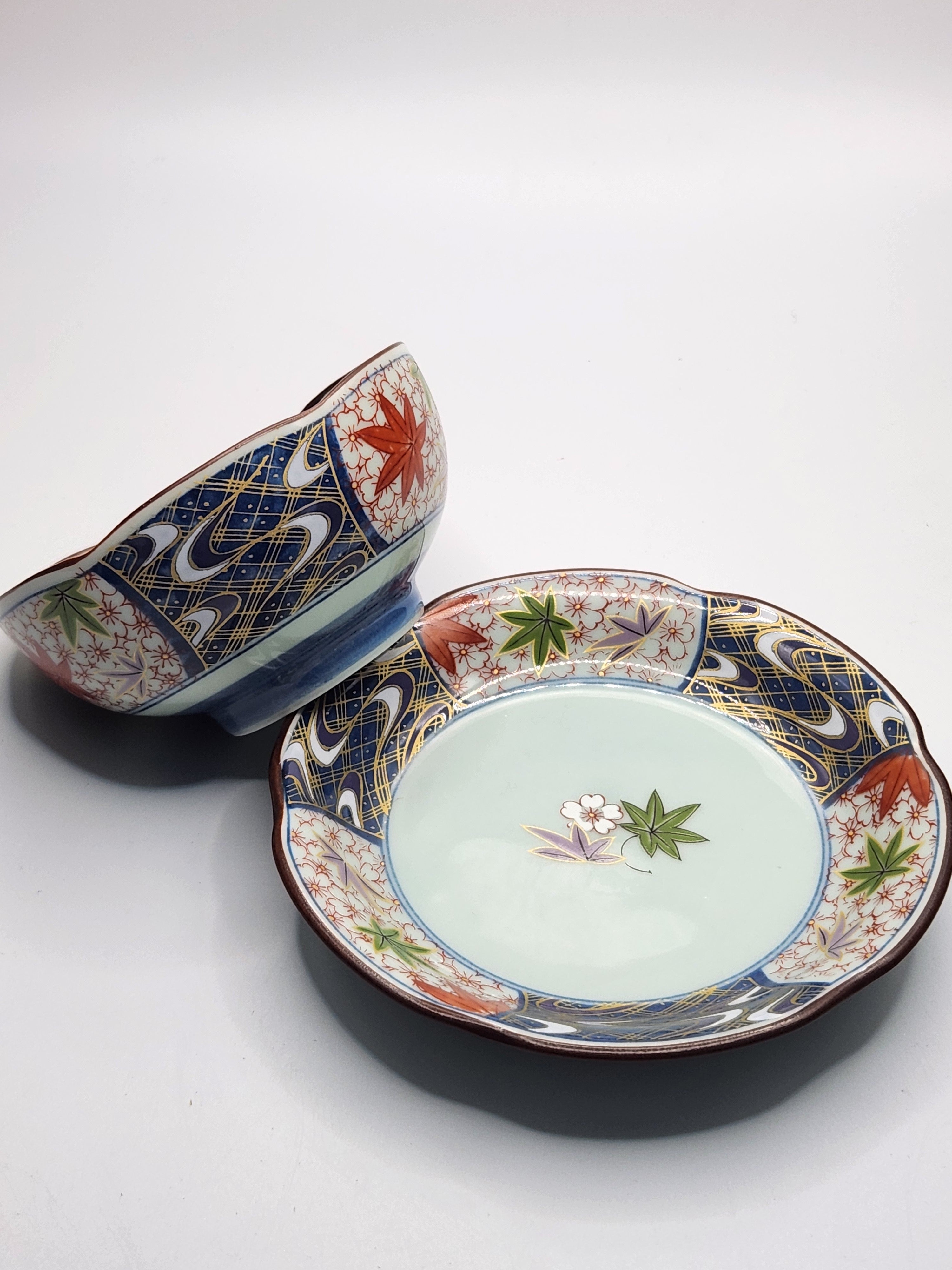 Japanese Hand-Painted Floral Lidded Teacup with Saucer | Traditional Ceramic Tea Art
