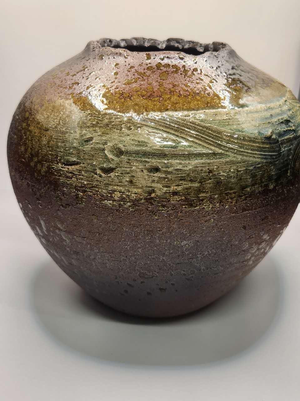 Handcrafted Ash-Glazed Ceramic Vase