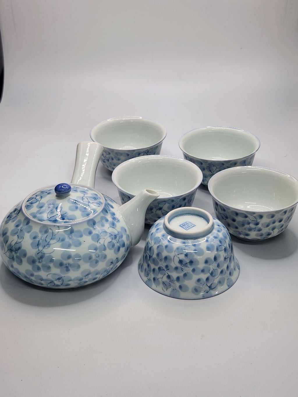 Japanese Blue & White Porcelain Tea Set｜1 Teapot, 5 Teacups